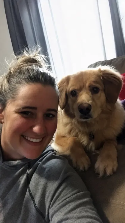 Katrina and Ace together on the couch